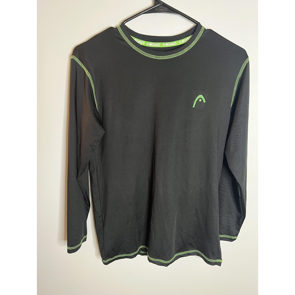 Head Shirt Mens Med Black Green Long Sleeve‎ Performance Athletic Stretch Hiking